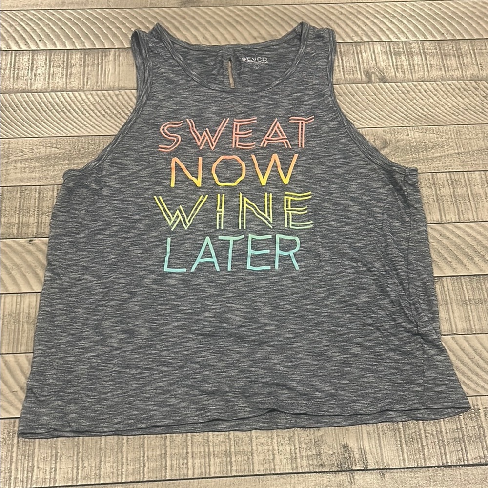Gray Tank Top with Colorful Lettering